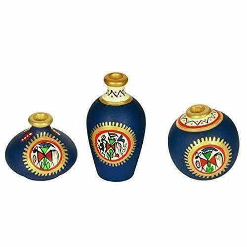 Hand-Painted Home Decorative Miniature Small Pots Set ( Set of 3 Mini Pots) - Grab2buy