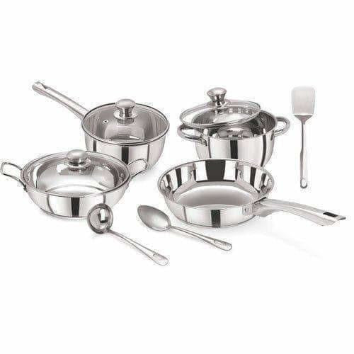 Pristine Tri Ply Induction Base Cooking Essential Steel Cookware | Grab2Buy