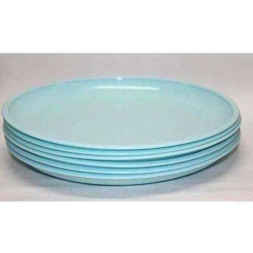 Microwave Safe & Unbreakable Round Full Plates with Bowl Pack of 6 Plates & 6 Bowl Set.- 12 Pieces - Aqua Blue Color - Grab2buy