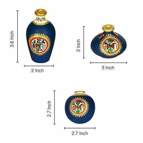 Hand-Painted Home Decorative Miniature Small Pots Set ( Set of 3 Mini Pots) - Grab2buy