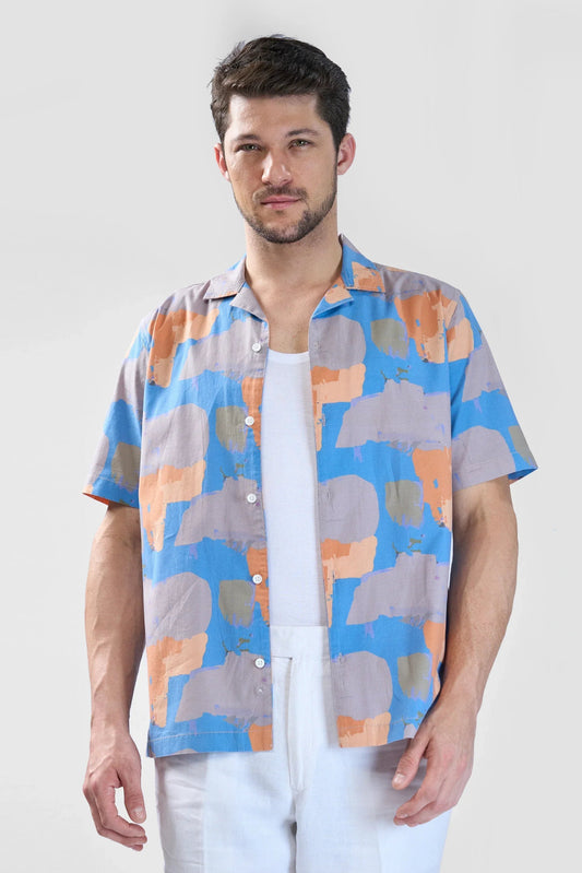 Xkind Blue Abstract Printed Relaxed Fit Shirt Grab2Buy Xkind Grab2Buy