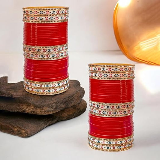 Tehzeeb Creations Bridal Bangle Set Red Designer Chura Wedding Punjabi Choora Fashion Jewellery Chuda Set | Grab2Buy