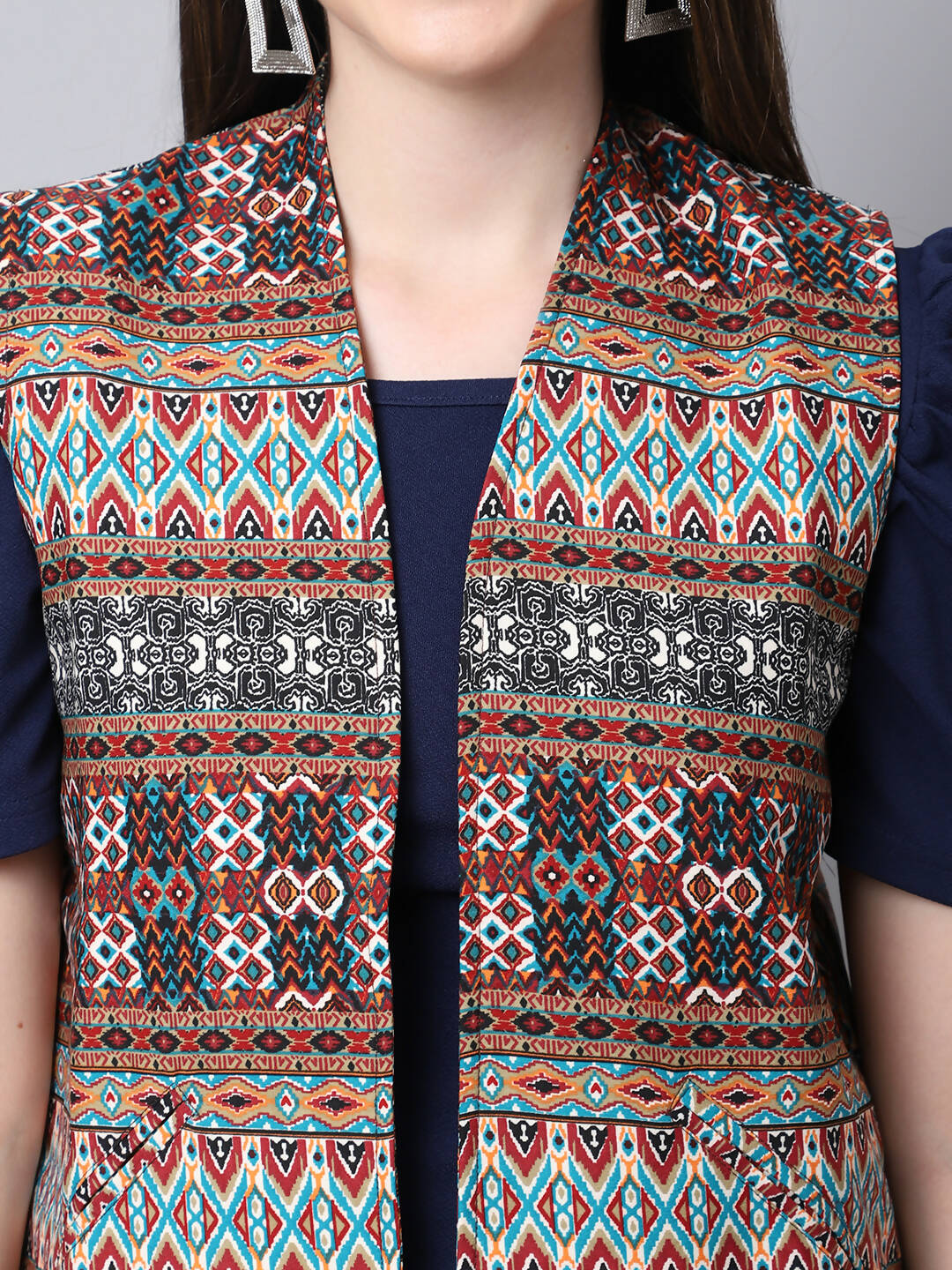 Even Apparels Brown 100% Polyester Open Front Women's Waistcoat - Grab2buy