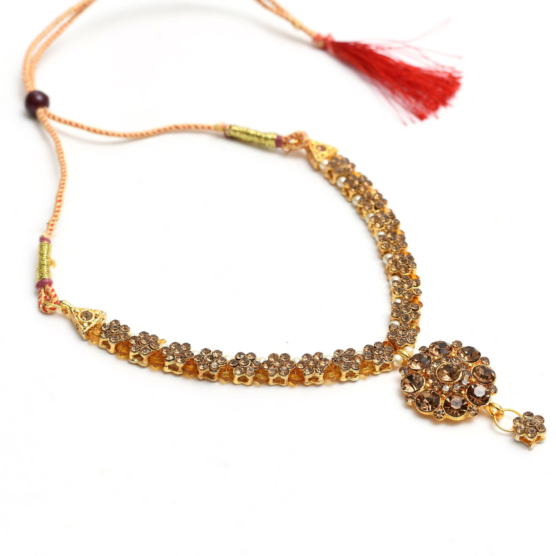 Mominos Fashion Johar Kamal Gold-Plated Brass Finish Stone Choker For Women (Golden) - Grab2buy