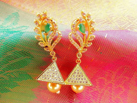 CZ Emerald Designer Jhumkas Grab2Buy Mokshi Collections Grab2Buy