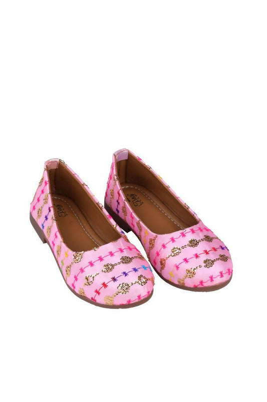 Tiny Bugs Girls Embroidered Ethnic Ballerinas-Pink Grab2Buy Tiny Bugs Grab2Buy