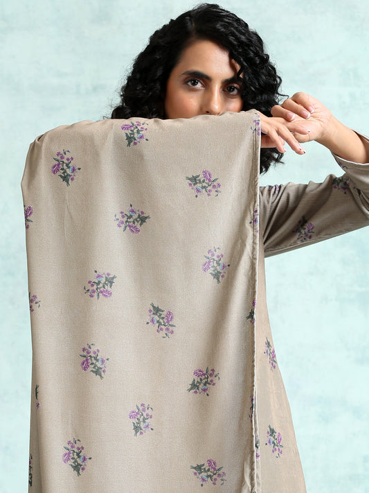 trueBrowns Sage Printed Velvet Shawl - Grab2buy