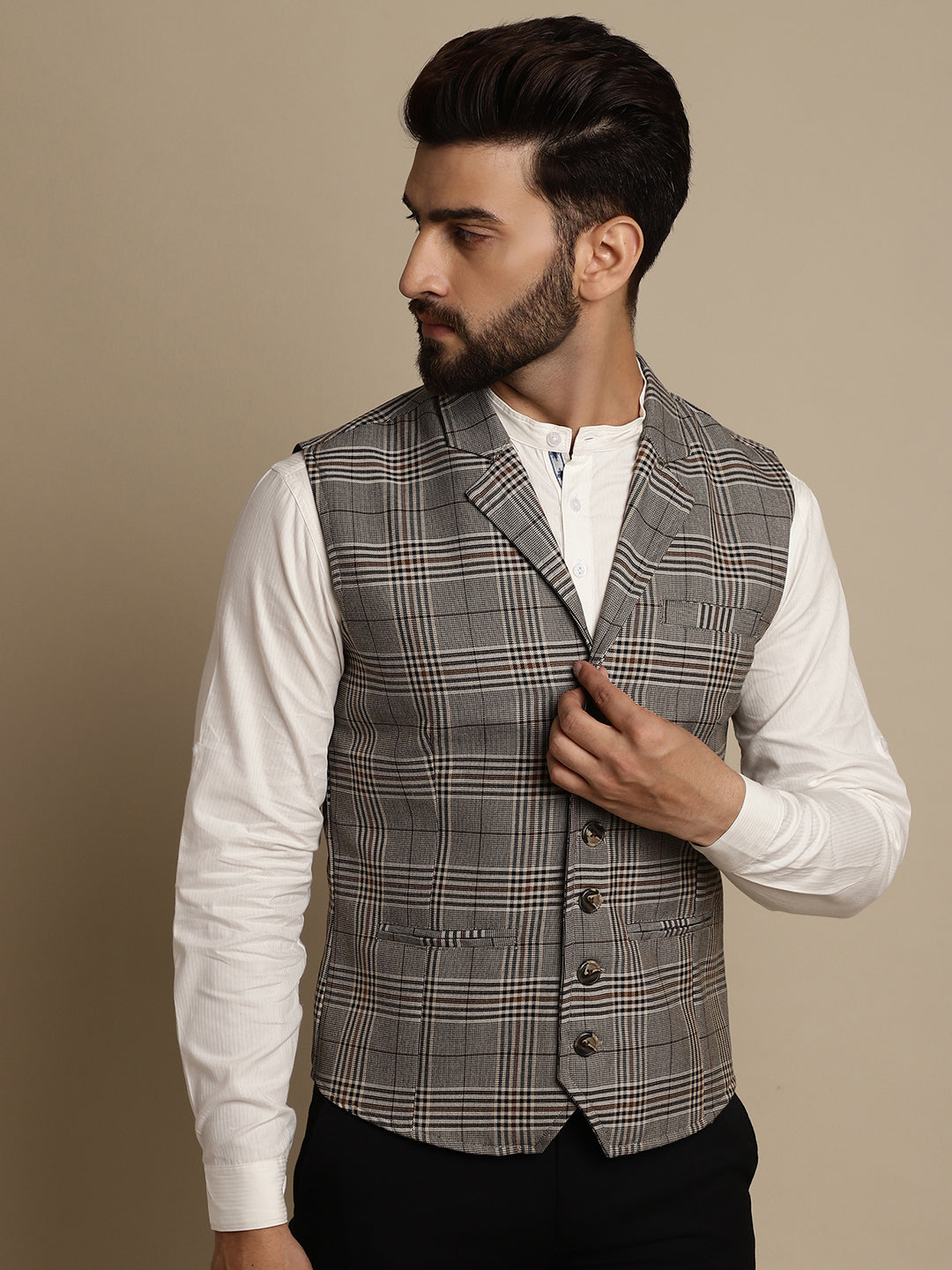 Even Apparels Men's Brown Waistcoat with Notched Lapel - Grab2buy