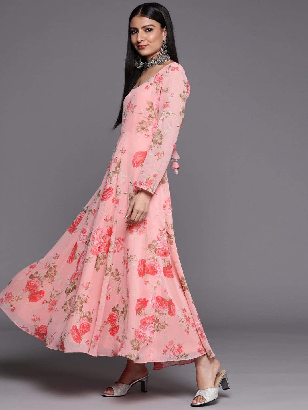 Varanga Pink Anarkali Kurta Paired With Chiffon Dupatta - Grab2buy