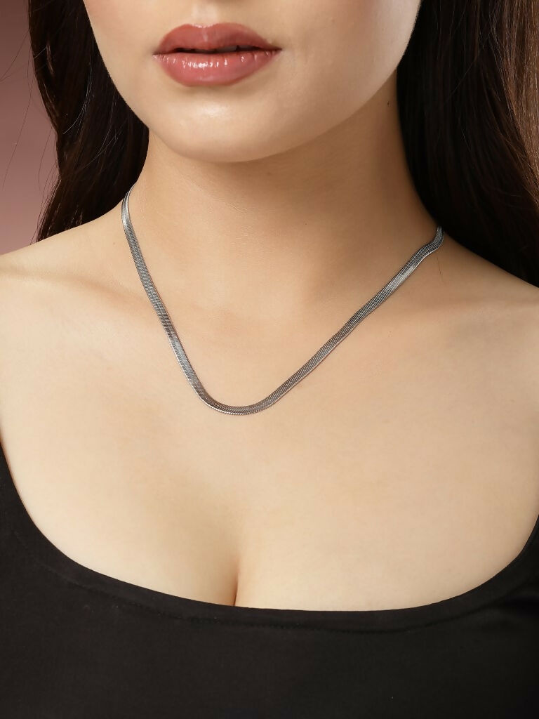 NVR Women's Silver-Toned German Silver Oxidised Chain - Grab2buy