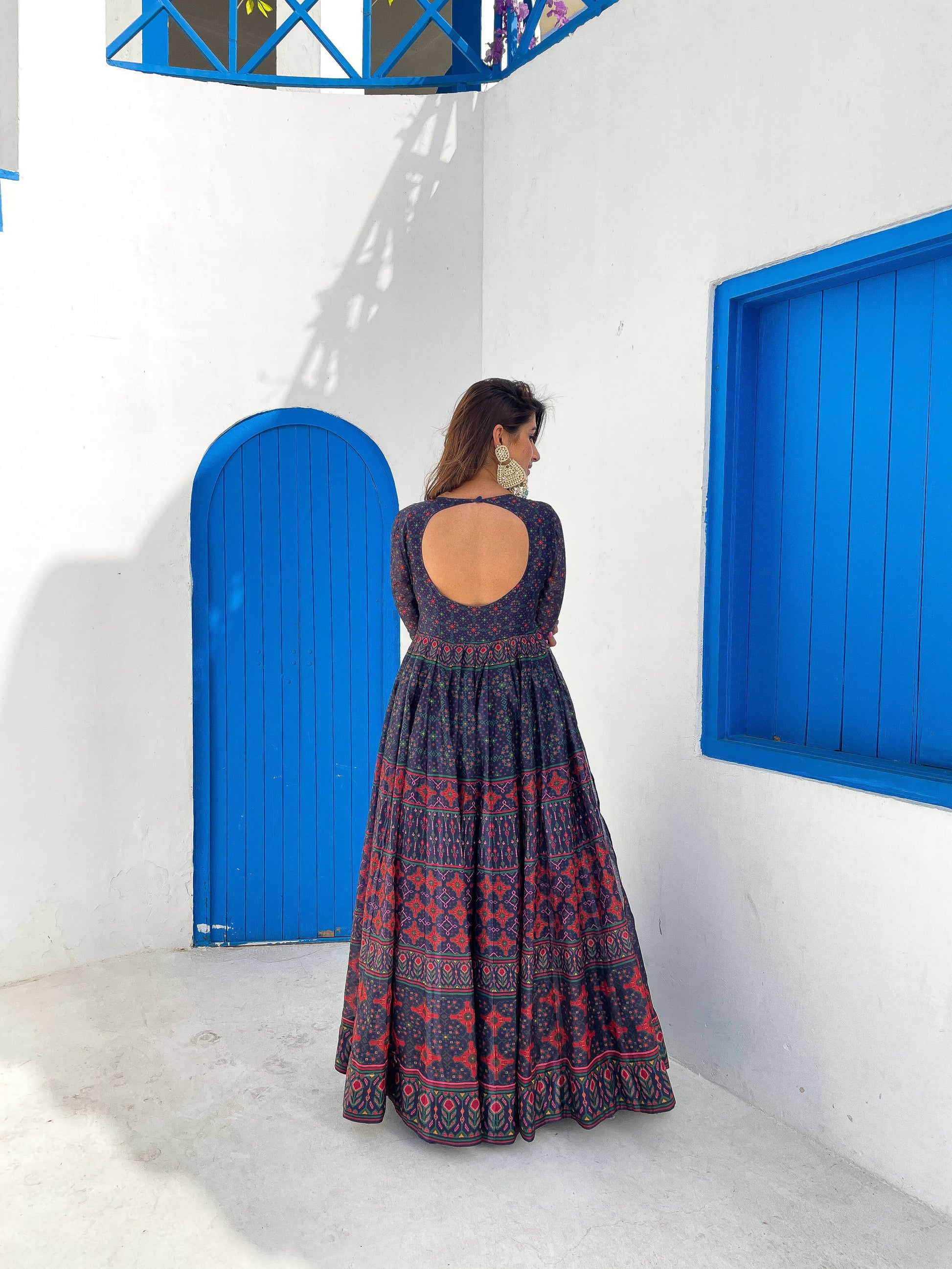 Partywear Designer Blue Chanderi Suit - Anbazaar - Grab2buy