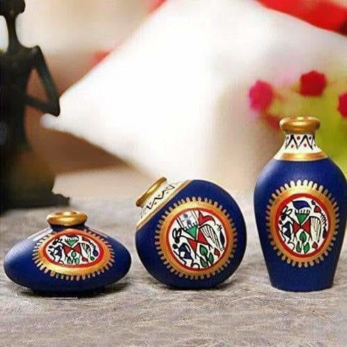 Hand-Painted Home Decorative Miniature Small Pots Set ( Set of 3 Mini Pots) - Grab2buy