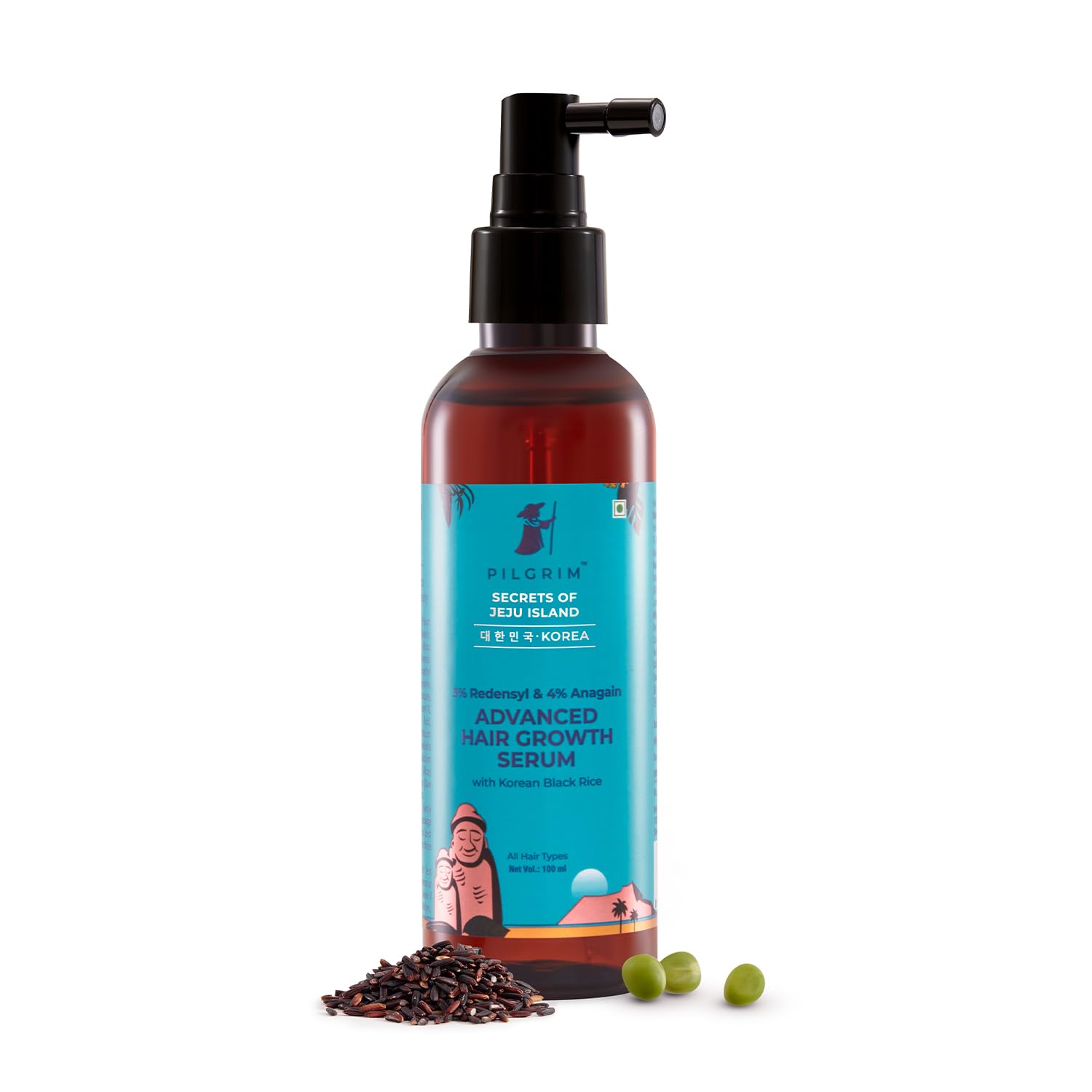Pilgrim Redensyl 3% + Anagain 4% Advanced Hair Growth Serum with Korean Black Rice, Natural Ingredients, Controls Hair Fall - Distacart