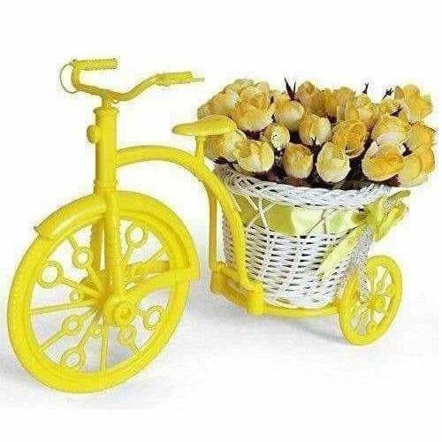 Cycle Shape Plastic Decoration Flower Vase with Peonies Bunch - Grab2buy