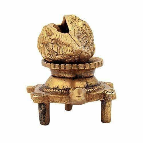 Brass Vishnu Shankh Conch Shell For Puja With Vastu/ Fengshui Tortoise For Home Decor - Grab2buy