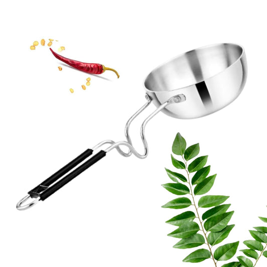 THE COOK HOUSE - Stainless Steel Tadka Pan with Balance Design PVC Handle(250 ML) Grab2Buy THE COOK HOUSE Grab2Buy