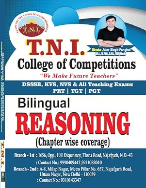 Bilingual Reasoning (Chapter wise Coverage) DSSSB, KVS, NVS & All Teaching Exams PRT/TGT/PGT Paperback – 1 January 2022