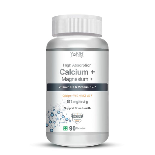 Vokin Biotech Calcium with Magnesium, Vitamin D3 & Vitamin K2- Mk-7 - Support Bone Health- 572mg Grab2Buy Vokin Biotech Grab2Buy