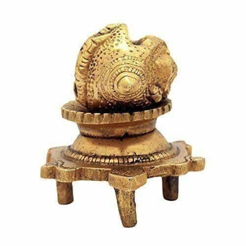 Brass Vishnu Shankh Conch Shell For Puja With Vastu/ Fengshui Tortoise For Home Decor - Grab2buy