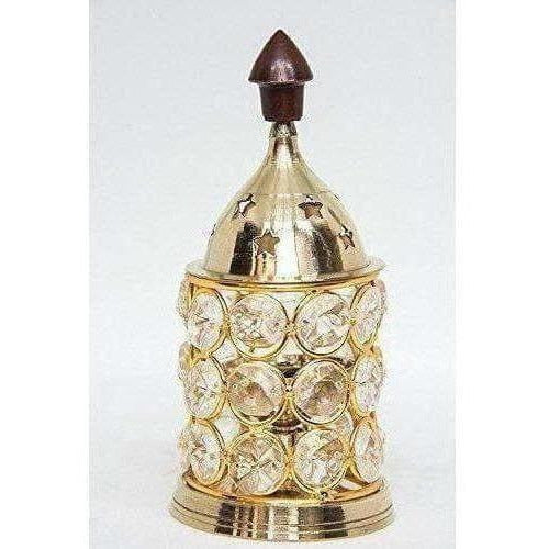 Brass Akhand Diya -Diamond Crystal Deepak - Oil Lamp Grab2Buy Brandless Grab2Buy