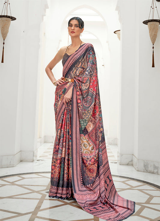 Monjolika Fashion Multi Colour Classic Digital Printed Crepe Silk Saree