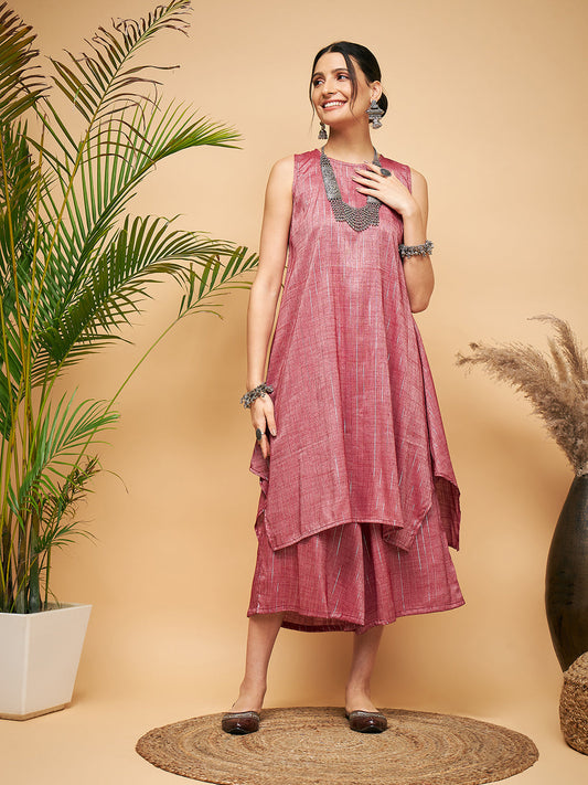 InWeave Wine Lurex Short Kurta | Grab2Buy