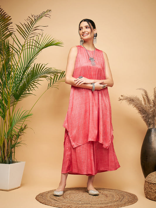 InWeave Red Lurex Short Kurta | Grab2Buy