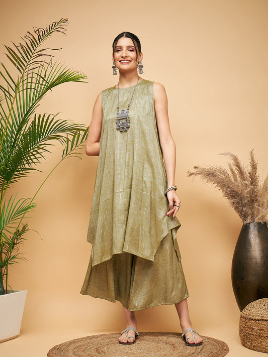 InWeave Olive Lurex Short Kurta | Grab2Buy