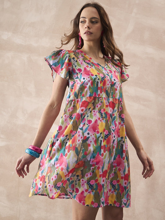 InWeave Multi Flower Short Dress