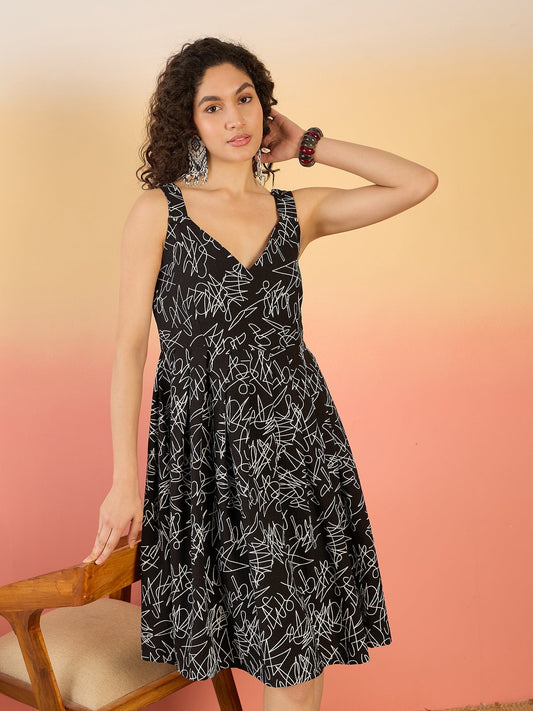 InWeave Black White Rubber Sweetheart Dress