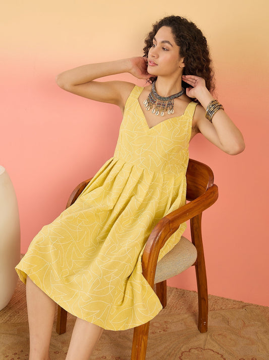 InWeave Light Yellow Rubber Sweetheart Dress