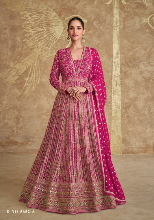 Anaita Pink Real Georgette Sequins Embroidered Anarkali Salwar Suit