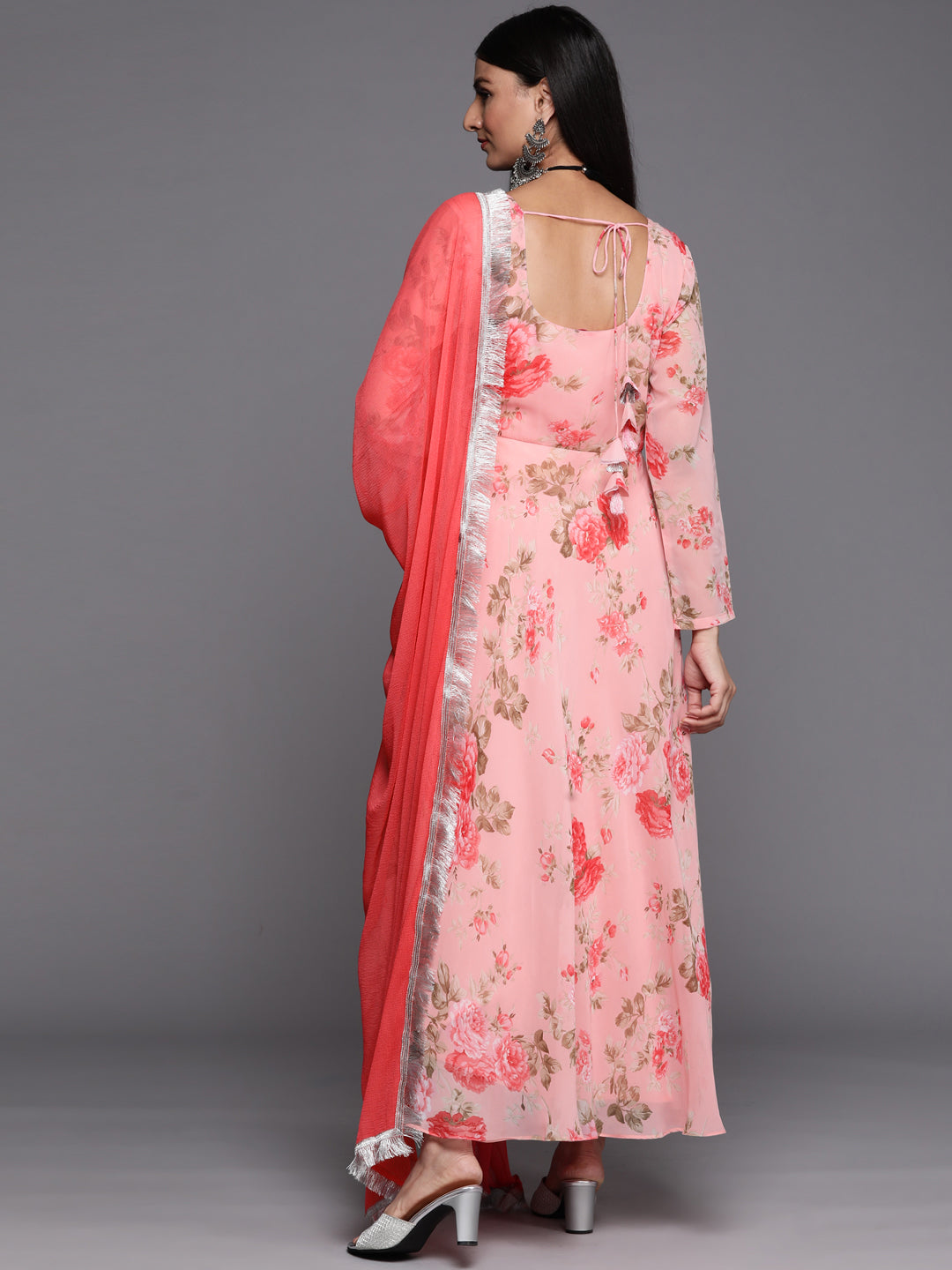Varanga Pink Anarkali Kurta Paired With Chiffon Dupatta - Grab2buy