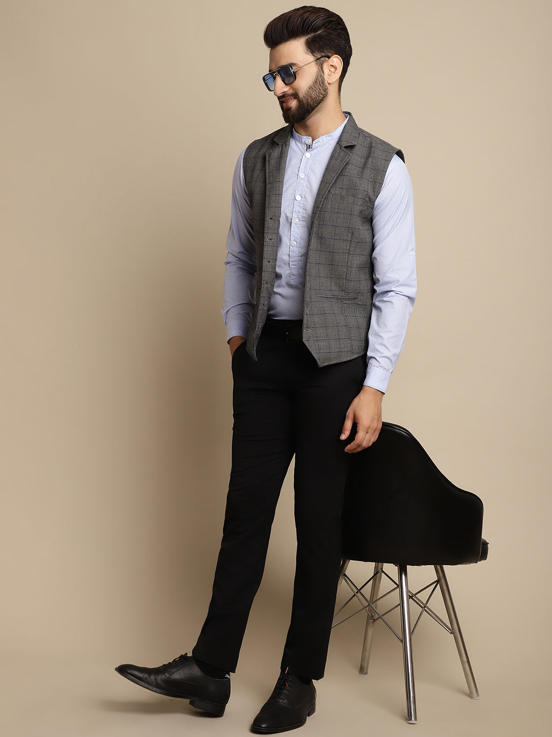 Even Apparels Men's Grey Waistcoat with Notched Lapel - Grab2buy