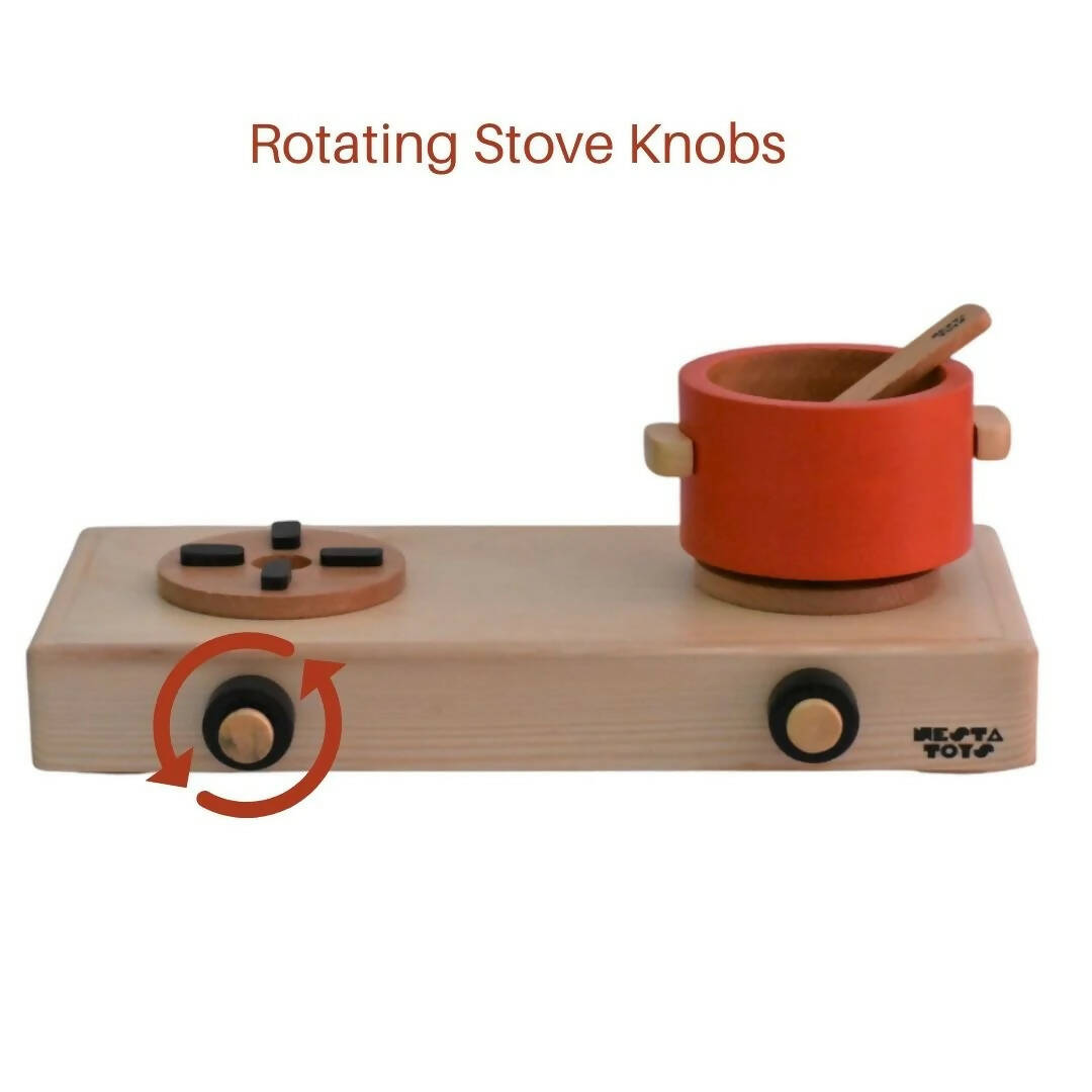 Nesta Toys Wooden Gas Stove and Cooking Set For Kids - Grab2buy