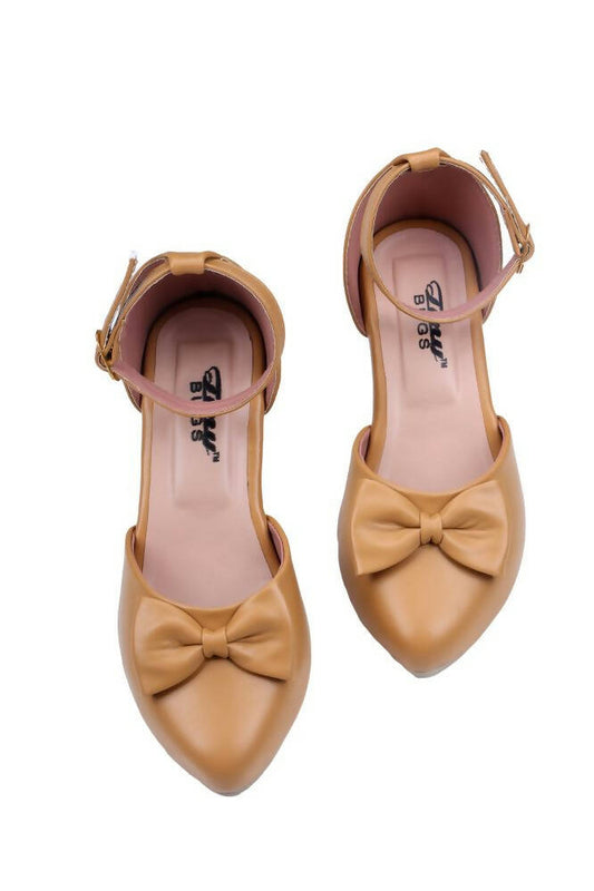 Tiny Bugs Girls Bow Embellished Ballerinas - Tan Grab2Buy Tiny Bugs Grab2Buy
