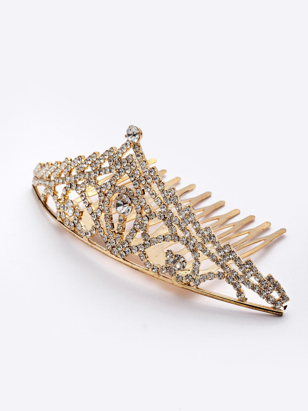 Panash Gold-Toned & White Embellished Comb Pin - Grab2buy