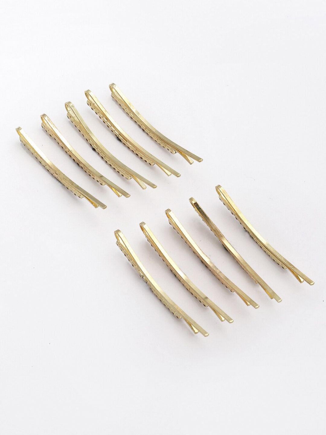 Panash Set of 10 Women Gold-Toned Embellished Bobby Pins - Grab2buy