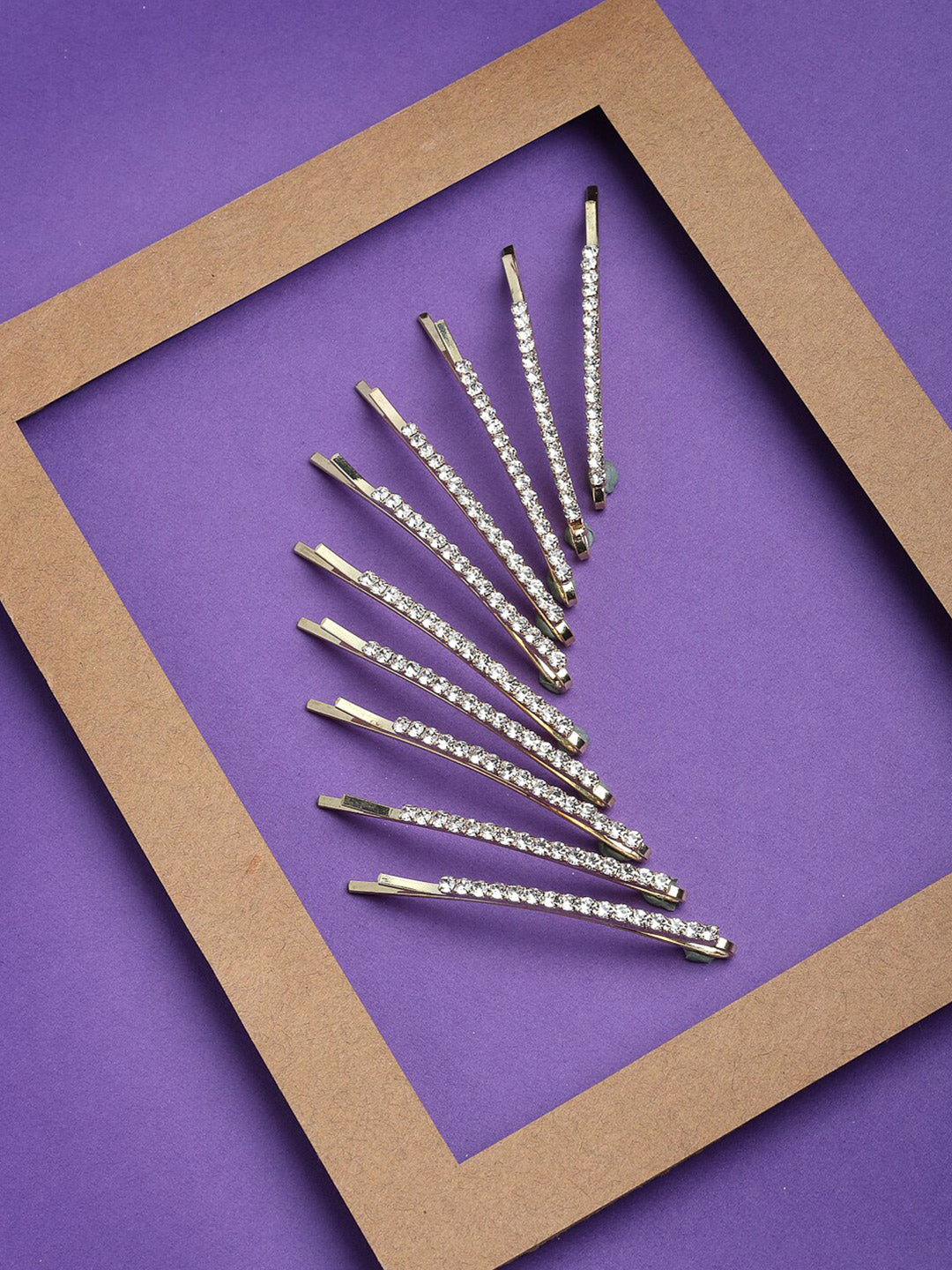 Panash Set of 10 Women Gold-Toned Embellished Bobby Pins - Grab2buy