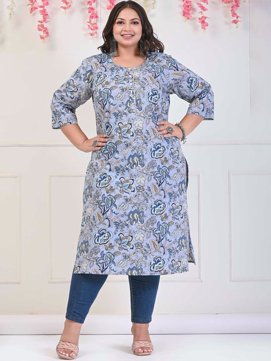 Swasti Plus Size Floral Printed Pure Cotton Kurta | Grab2Buy