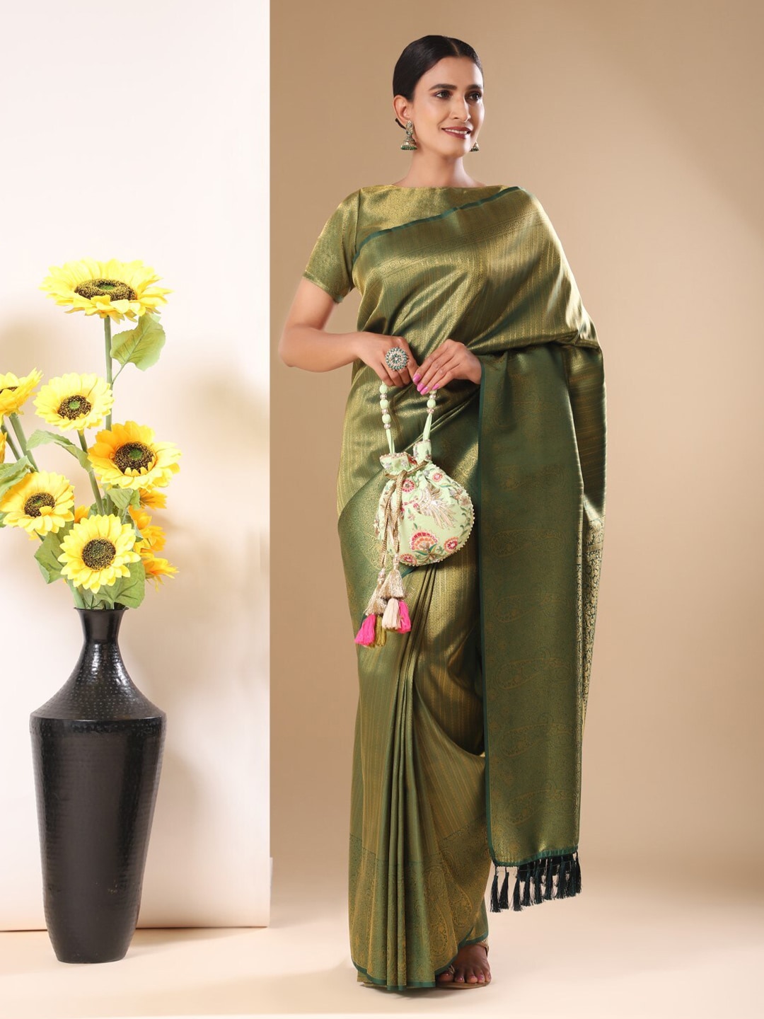 Masq Green & Red Embroidered Potli Clutch - Grab2buy
