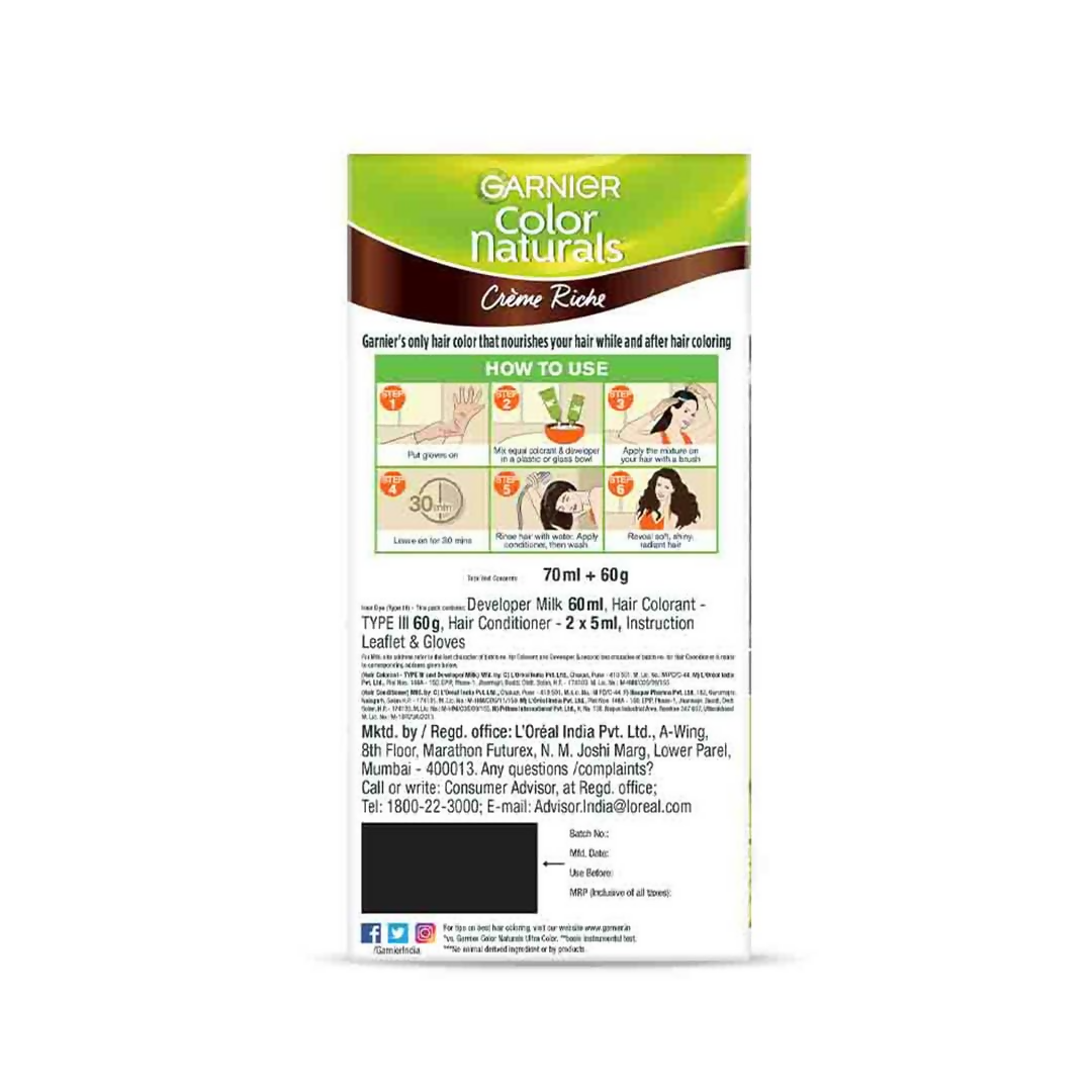 Garnier Color Naturals Creme Riche Hair Color - Shade 5.32 Caramel Brown - Grab2buy