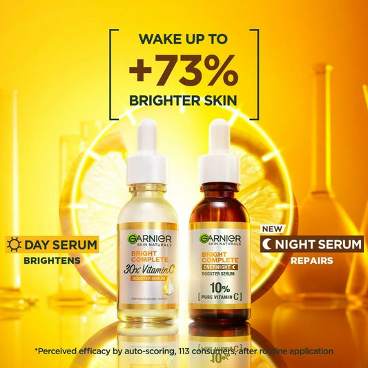 Garnier 30X Vitamin C Day + 10% Vitamin C Night Serum Mini Combo - Wake Up to 73% Brighter Skin Grab2Buy Garnier Grab2Buy