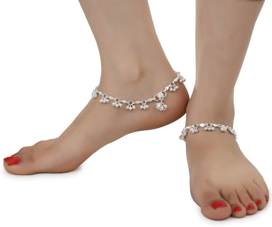 AanyaCentric Silver Plated Alloy Payal Indian Traditional Ethnic Fashion Imitation Jewellery Foot Chain Grab2Buy AanyaCentric Grab2Buy
