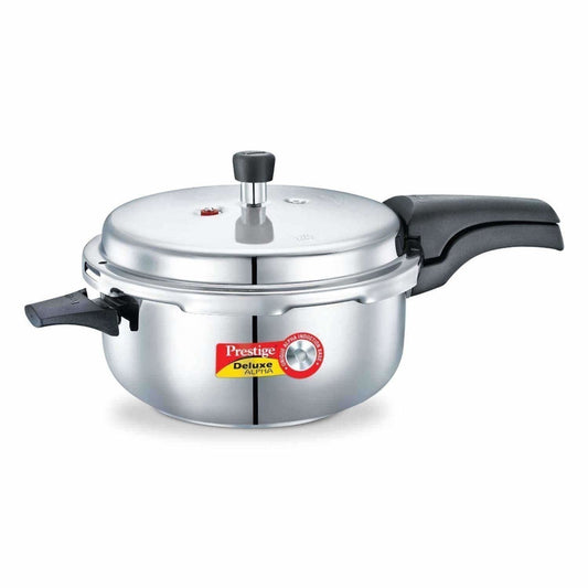 Prestige Deluxe Alpha Stainless Steel Deep Pan Pressure Cooker, 5 Litres, Silver - Grab2buy