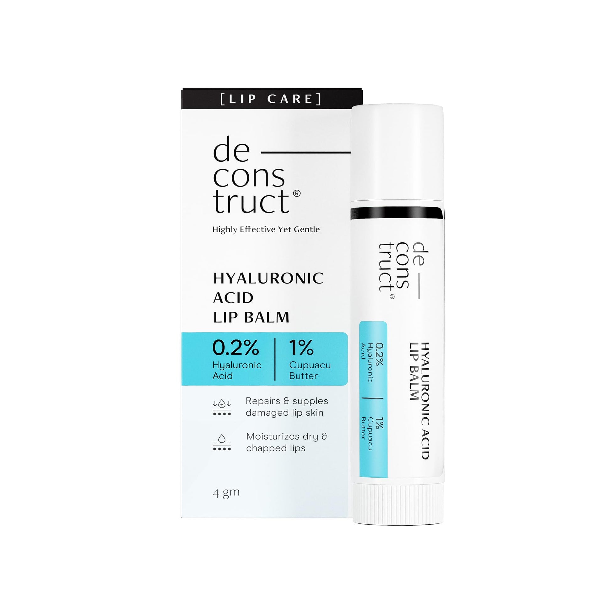 Deconstruct Hyaluronic Acid Lip Balm With 1% Cupuacu Butter - For Fuller lips, Dry Lips, Reduces Flakiness - Grab2buy