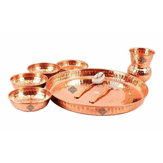 Traditional Design Copper Thali Multi cuisine Dinnerware Set, 8 Pieces Grab2Buy Brandless Grab2Buy
