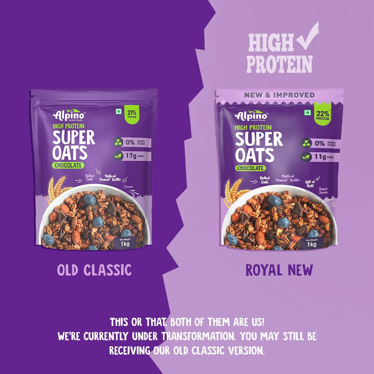 Alpino High Protein Super Rolled Oats Chocolate - Grab2buy
