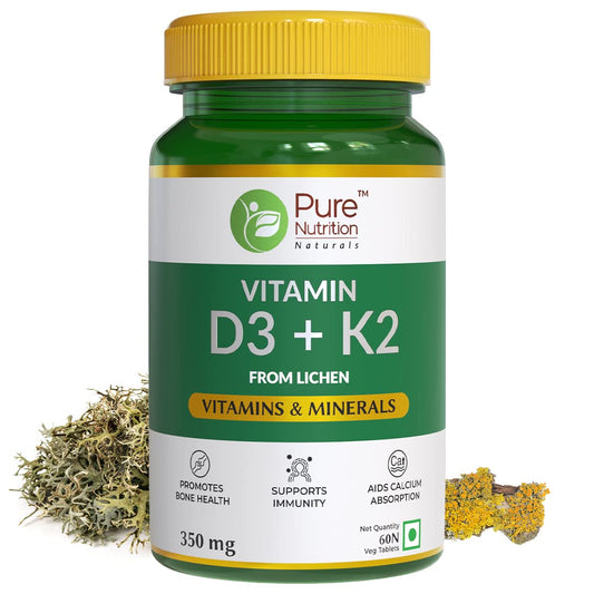 Pure Nutrition Vitamin D3 + K2 from Lichen Veg Tablets | Grab2Buy