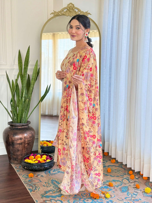 The52 Embroidered Rayon Fabric Straight Kurta, Pant and Dupatta Set | Grab2Buy